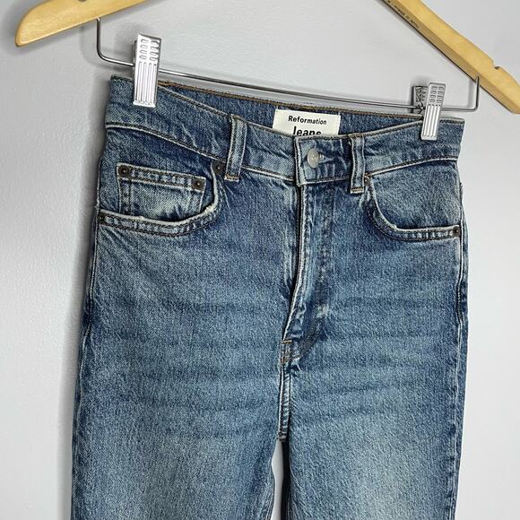 Reformation Palermo Destroyed  High Rise Straight Leg Jeans Cotton Women's 24 - Picture 2 of 11